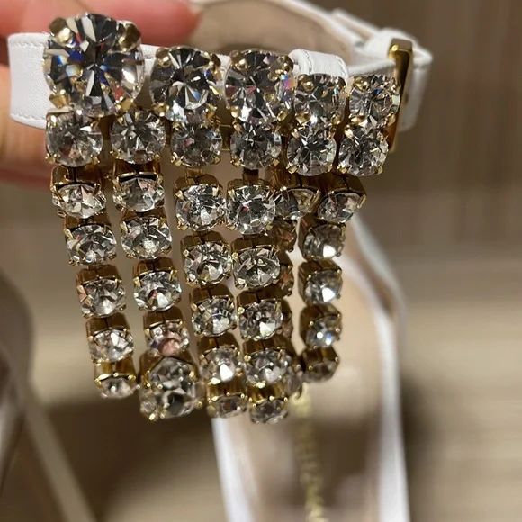 Stuart Weitzman White Heels with Stones - Picture 5 of 7